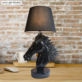 Farmhouse Resin Steed Head Night Light Table Lamp With Polished Gold/Black Finish