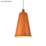 Farmhouse Style 1-Light Metal Pendant Lighting Fixture - White/Yellow/Brown Deep Cone Living Room