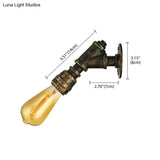 Farmhouse Style Bronze Iron Mini Wall Mount Light With Water Pipe