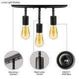 Farmhouse Style Iron Semi Flush Mount Ceiling Light Fixture - Open Bulb Design 3 Lights Black