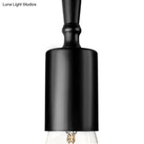 Farmhouse Style Iron Semi Flush Mount Ceiling Light Fixture - Open Bulb Design 3 Lights Black