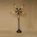Farmhouse Style Linear Cage Floor Light - 5-Light Metal Standing Lamp In Black For Coffee Shops