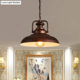 Farmhouse Style Rustic Barn Hanging Ceiling Light With Swivel Joint - Black/Rust Finish For Living