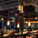 Farmhouse Style Rustic Chandelier Light With Exposed Bulbs - Gear Deco 3/5/7 Heads Ideal For Bars 3