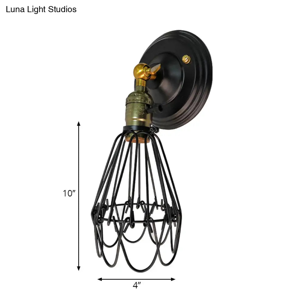 Farmhouse Style Wrought Iron Wall Sconce With Rotatable Lamp 1 Bulb Black/Bronze