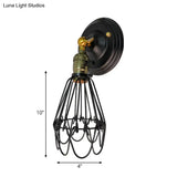 Farmhouse Style Wrought Iron Wall Sconce With Rotatable Lamp 1 Bulb Black/Bronze