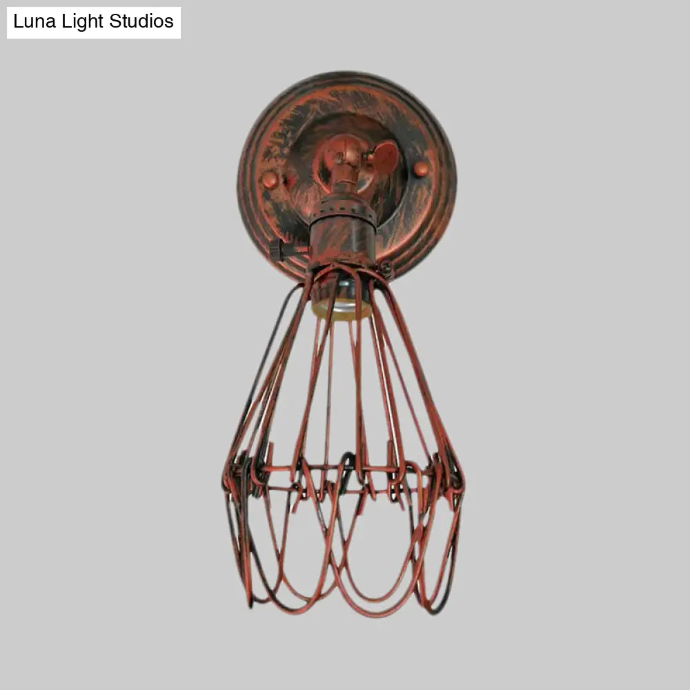 Farmhouse Style Wrought Iron Wall Sconce With Rotatable Lamp 1 Bulb Black/Bronze
