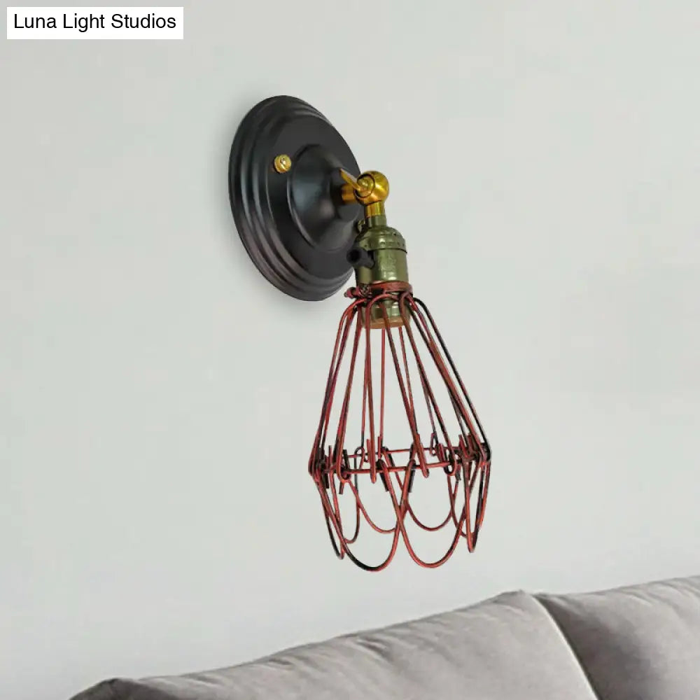 Farmhouse Style Wrought Iron Wall Sconce With Rotatable Lamp 1 Bulb Black/Bronze