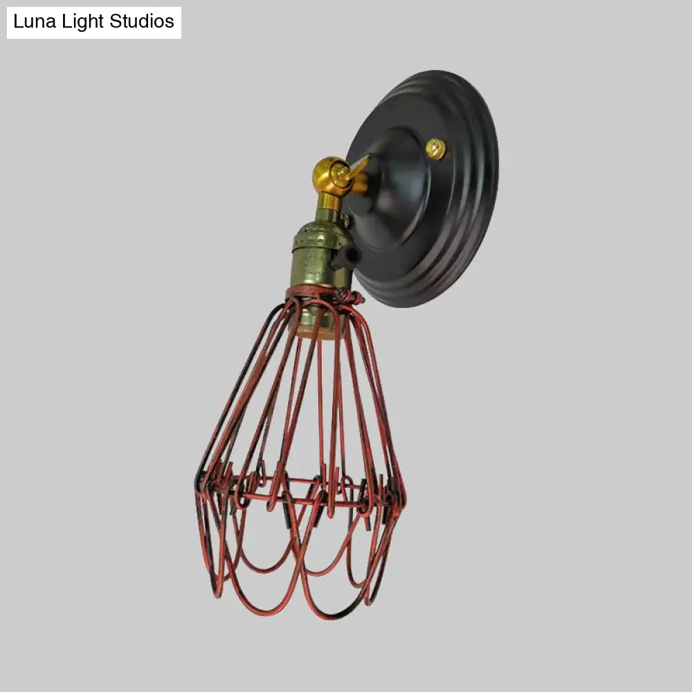 Farmhouse Style Wrought Iron Wall Sconce With Rotatable Lamp 1 Bulb Black/Bronze
