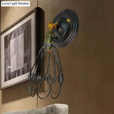 Farmhouse Style Wrought Iron Wall Sconce With Rotatable Lamp 1 Bulb Black/Bronze