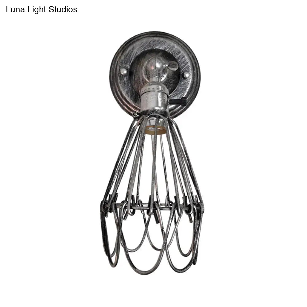Farmhouse Style Wrought Iron Wall Sconce With Rotatable Lamp 1 Bulb Black/Bronze