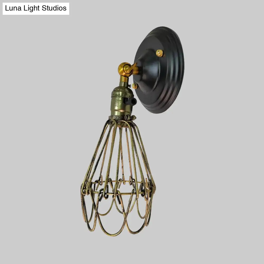 Farmhouse Style Wrought Iron Wall Sconce With Rotatable Lamp 1 Bulb Black/Bronze