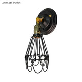 Farmhouse Style Wrought Iron Wall Sconce With Rotatable Lamp 1 Bulb Black/Bronze