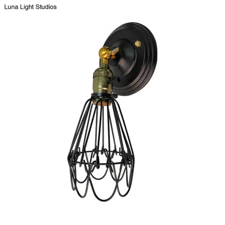 Farmhouse Style Wrought Iron Wall Sconce With Rotatable Lamp 1 Bulb Black/Bronze