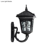 Farmhouse Wall Mount Lantern Light With Clear Glass Shade - Black/Bronze Finish 1