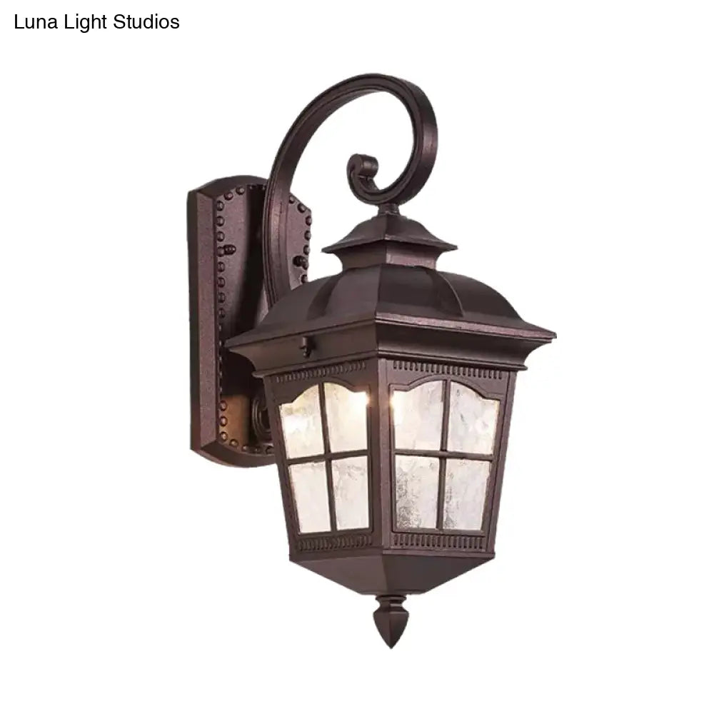 Farmhouse Water Glass Coffee Sconce Wall Lamp With Swirl Arm - 1 Light