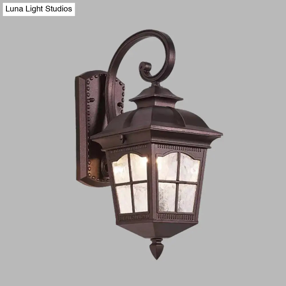 Farmhouse Water Glass Coffee Sconce Wall Lamp With Swirl Arm - 1 Light