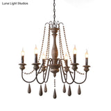 Farmhouse Wood Chandelier: Swooping Arms Candelabra Design Ceiling Light