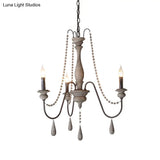 Farmhouse Wood Chandelier: Swooping Arms Candelabra Design Ceiling Light