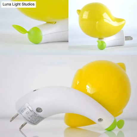 Fat Bird Led Night Light: Kindergarten Wall Light Plug-In Plastic Candy Colored
