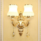 Faux Candle Sconce Traditional Metal Wall Lamp With Shade And Crystal Drop Elegant Lighting Fixture