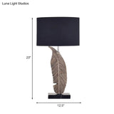 Feather Base Nightstand Lamp In Black With Classic Drum Shade For A Cozy Bedside Ambiance