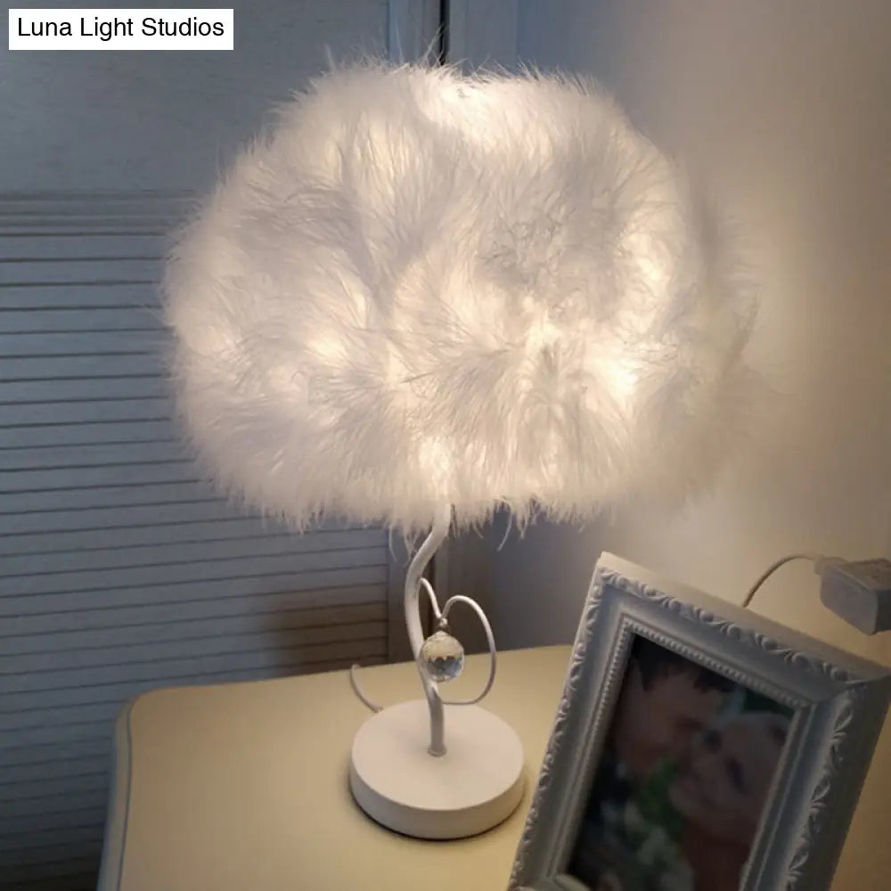 Feather Cloud Table Lamp: Romantic Nordic White Night Light With Crystal Accent