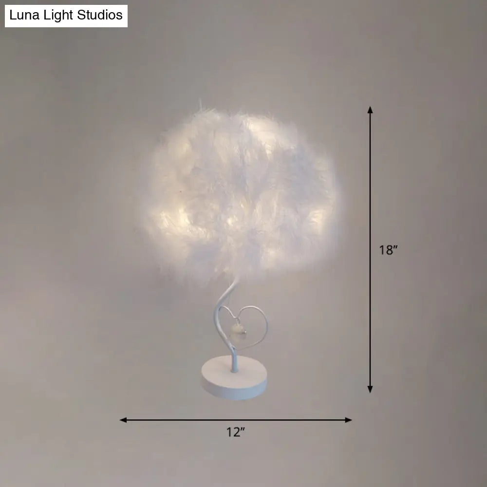 Feather Cloud Table Lamp: Romantic Nordic White Night Light With Crystal Accent