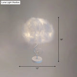 Feather Cloud Table Lamp: Romantic Nordic White Night Light With Crystal Accent