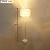 Feather Drum Floor Reading Light - Simple And Modern 1-Light White Gooseneck Lamp With Optional
