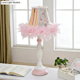 Feather Modern Pink Barrel Resin Table Lamp - 1 Bulb For Bedroom Reading And Book Light