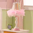 Feather Modern Pink Barrel Resin Table Lamp - 1 Bulb For Bedroom Reading And Book Light
