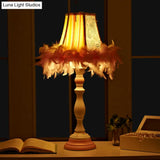 Feather Modern Pink Barrel Resin Table Lamp - 1 Bulb For Bedroom Reading And Book Light