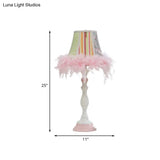 Feather Modern Pink Barrel Resin Table Lamp - 1 Bulb For Bedroom Reading And Book Light