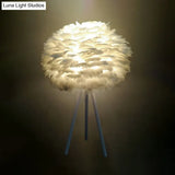 Feather Night Light Nordic Table Lamp - 1-Light White/Red/Pink With 3-Leg Stand Black/White