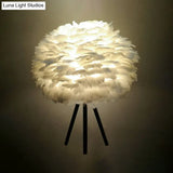 Feather Night Light Nordic Table Lamp - 1-Light White/Red/Pink With 3-Leg Stand Black/White