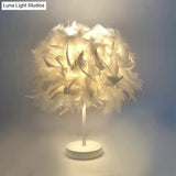 Feathered Ball Table Lamp For Kids Room - 8.5/10 Wide & Simple Design In White/Chrome