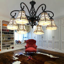 Fence Design Bell Chandelier: Lodge Style Multi Light For Indoor Living Rooms Beige