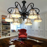 Fence Design Bell Chandelier: Lodge Style Multi Light For Indoor Living Rooms Beige