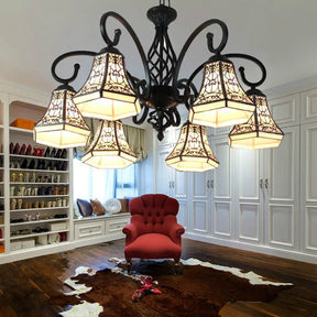 Fence Design Bell Chandelier: Lodge Style Multi Light For Indoor Living Rooms Beige
