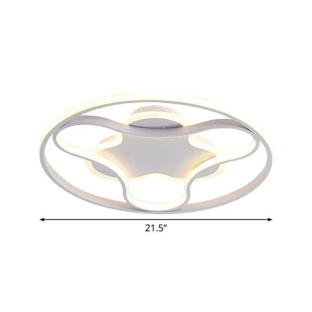 Fidget Spinner Flush Mount Led Ceiling Light Minimalist Iron In White 18/21.5 Wide Warm/White