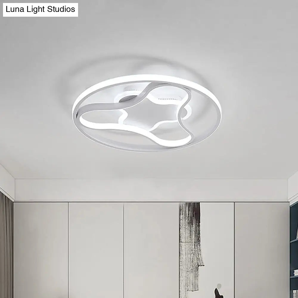 Fidget Spinner Flush Mount Led Ceiling Light Minimalist Iron In White 18’/21.5’ Wide Warm/White
