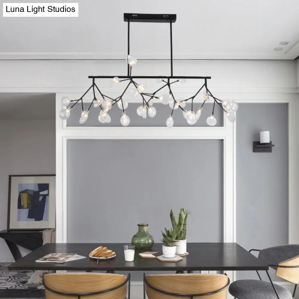 Firefly Led Island Pendant Light: Modern Acrylic Linear Lamp For Dining Room Ceiling