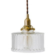 Fish-Bone Glass Hanging Light With Brass Drum Shade - Pendant Lamp For Bedroom & Dining Room