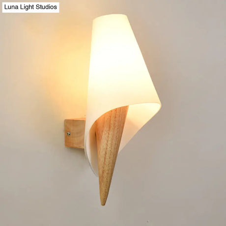 Flare Wall Sconce - Chinese White Glass With 1 Bulb For Living Room Lighting
