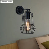 Flared Cage Wall Sconce - Industrial Style Metal 1 Head Rotatable Mount Light