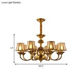 Flared Chandelier Lighting - 3/5/6 Lights Colonial Gold Finish Frosted Glass Hanging Ceiling Lamp