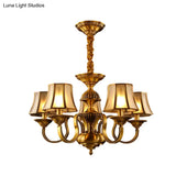 Flared Chandelier Lighting - 3/5/6 Lights Colonial Gold Finish Frosted Glass Hanging Ceiling Lamp