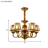 Flared Chandelier Lighting - 3/5/6 Lights Colonial Gold Finish Frosted Glass Hanging Ceiling Lamp