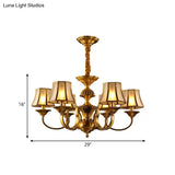 Flared Chandelier Lighting - 3/5/6 Lights Colonial Gold Finish Frosted Glass Hanging Ceiling Lamp